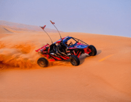 Rugged off-road vehicle in desert