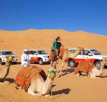 Camel ride during a desert safari in Dubai