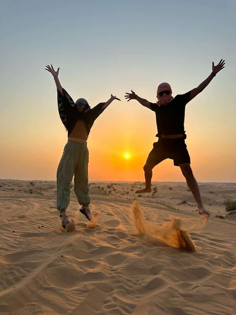 Sunset over the serene desert landscape